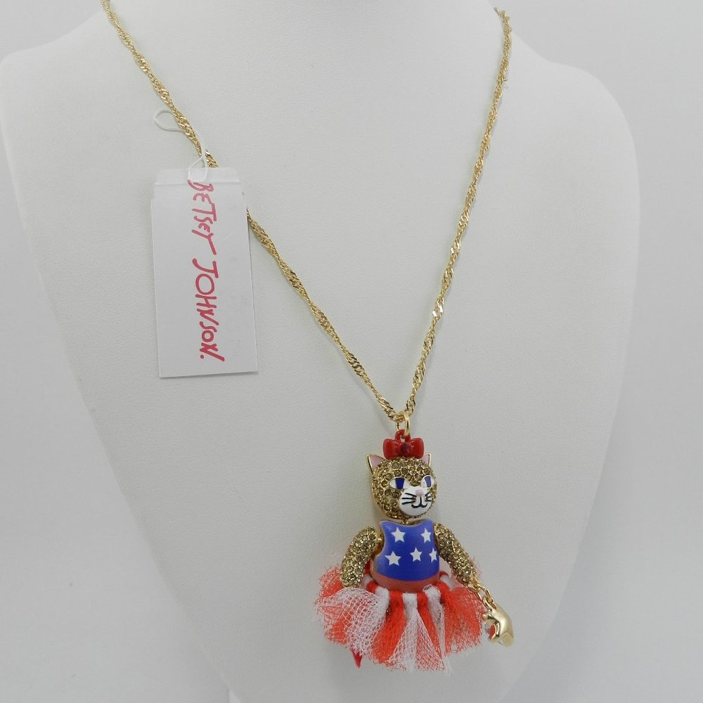 Betsey Johnson Cat Pendant Convertible Necklace…